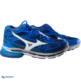 تصویر کفش والیبال میزانو رنگ آبی Mizuno volleyball shoes, blue color