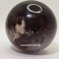 تصویر گوی عقیق 90 گرمی با پایه چوبی agate ball9