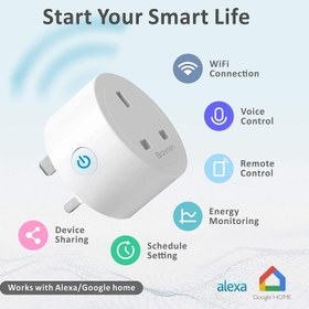 تصویر دوشاخه هوشمند وای فای، سوکت دوشاخه هوشمند WLAN نظارت بر انرژی Baytion 16A کار با Alexa، Echo، Google Home Mini Outlet Smart Remote و کنترل صوتی بدون نیاز به هاب - ارسال 20 روز کاری 