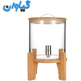 تصویر کلمن شیشه ای ۵ لیتری پایه چوبی مدل GN-66 