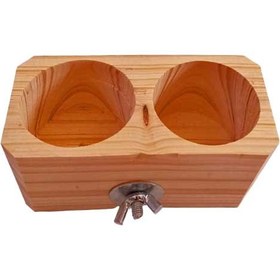 تصویر دانخوری پرنده شهرپت دوقلو چوبی Shahrpet Wooden Bird Food Bowl