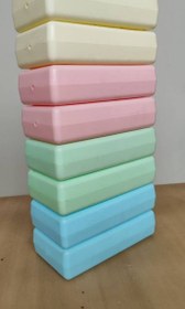 تصویر آجر پاستیلی پاستیلی زرد و صورتی و آبی و سبز