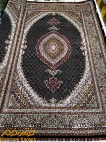 تصویر فرش دستباف ماهی خوی جفت 6 متری کد 154 سرمه ای ، گره ترکی ، پشم پرویزیان ، ۱۳ متن رنگی