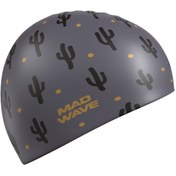 تصویر کلاه شنا سیلیکونی کاکتوس مو بلند کلاه خاکستری زنانه | Mad Wave M0554 25 0 00W 
