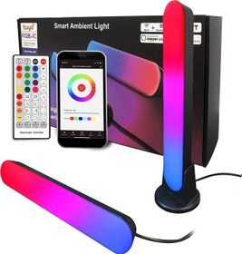 تصویر چراغ میز هوشمند Music Sync /برنامه Hexiher Hexiher Led RGB Light Bars,Smart Hue Ambient Lighting Sync wtih Music,APP Control Work with Alexa and Google Home,TV LED Backlight Lamp 2 Pcs for Gaming Room,Bedroom,Home Theater,PC,Party Decor. Table Lamp