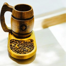 تصویر لیوان بررگ کاپوخوری چوبی Large wooden cup