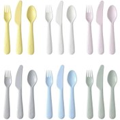تصویر ست قاشق چنگال و چاقو کودک ایکیا بسته 18 عددی مدل KALAS IKEA ا KALAS 18-piece cutlery set mixed colours KALAS 18-piece cutlery set mixed colours