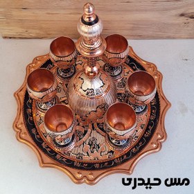 تصویر سرویس شربت خوری مسی نقره کوب 