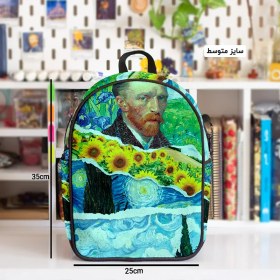 تصویر کوله پشتی طرح نقاشی ونگوگ کلاژ 