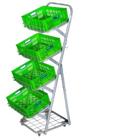 تصویر Wheeled fruit and vegetable stand set with 5 baskets, 1 basket per floor 