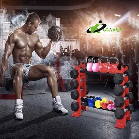 تصویر خرید رک دمبل و کتل بل کد kv0201 dumbbell and kettlebell rack code kv0201