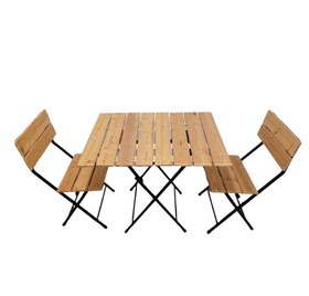 تصویر میز و صندلی 2 نفره تاشو ترمو وود 