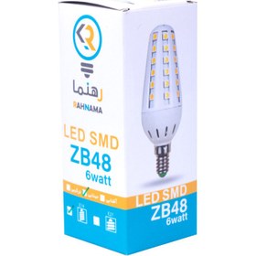 تصویر لامپ شمعی بلالی 6 وات LED رهنما مدل ZB48 پایه E27 