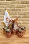 تصویر پارچ و لیوان مسی نانو الماس تراش 