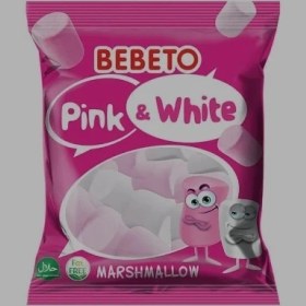 تصویر پاستیل مارشمالو ببتو بسته 60گرمی PINK AND WHITE BEBETO