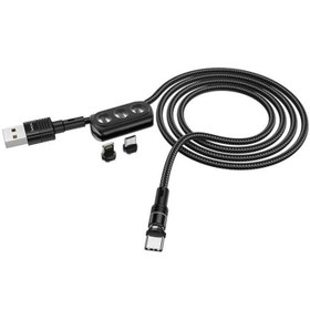 تصویر کابل تبدیل USB به لایتنینگ USB-C microusb هوکو Hoco U98 3IN1 Magnetic cable 