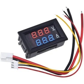 تصویر ماژول ولت متر آمپر متر 10 آمپر 100 ولت قرمز- آبی MODULE VOLTMETER 10A 100V RED-BLUE