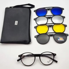 تصویر فریم عینک طبی کاوردار با 4 کاور مگنتی آفتابی رای بن Ray Ban کد 2356 