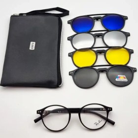 تصویر فریم عینک طبی کاوردار با 4 کاور مگنتی آفتابی رای بن Ray Ban کد 2356 