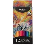 تصویر مداد رنگی فلورسنت 12 رنگ آریا مدل آرتیست بسته مقوایی ا Arya Artist Fluorecent Color Pencils 12 Color - 3611 Arya Artist Fluorecent Color Pencils 12 Color - 3611