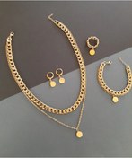 تصویر ست جواهرات زنانه کارتیر استیل با آویز سکه 