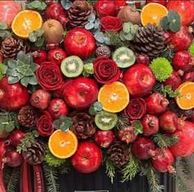 تصویر سبد گل و میوه لوکس 