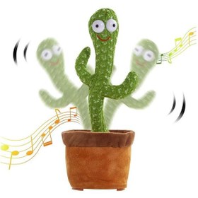 تصویر عروسک پشمالوی کاکتوس رقصان و سخنگو ۲۴x۱۰.۸x۶۹.۵ سانتی‌متر برند essen Dancing Singing Talking Cactus Plush Puppet Toy 24x10.8x69.5cm