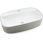 تصویر روشویی روکابینتی لیزانو سفید نقره ای نوین سرام Lizano Top Counter Basin