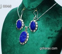 تصویر ست نقره جواهرات زنانه با نگین لاجورد 