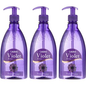 تصویر مایع دستشویی لطیفه مدل Violet Flower حجم 400 میلی لیتر بسته 3 عددی مدل