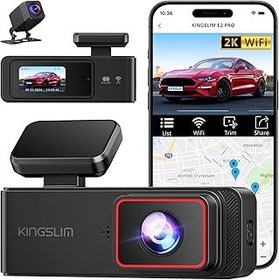 تصویر Kingslim Dash Cam Front and Rear 2K+1080p ، Mini WiFi Dash Camera برای اتومبیل های مانیتور پارکینگ Dashcam دوتایی ، ضبط حلقه ، پشتیبانی دوربین خودرو حداکثر 256 گیگابایت (E2PRO) KINGSLIM Dash Cam Front and Rear 2K+1080P, Mini WiFi Dash Camera for Cars Dual Dashcam Parking Monitor, Loop Recording, Car Camera Support Max 256GB (E2PRO)