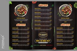 تصویر فایل لایه باز منوی سه لت فست فود 