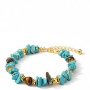 تصویر دستبند بوهو سنگ فیروزه و چشم ببر 