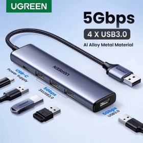 تصویر هاب 4 پورت USB 3.0 یوگرین Ugreen CM473 20805 Ugreen USB-C Hub 4-port 4xUSB 3.0 CM473-20805