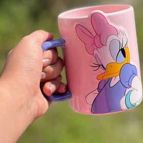 تصویر ماگ سرامیکی دیزنی DAISY DUCK و DONALD DUCK بلند برجسته دسته مستطیل 