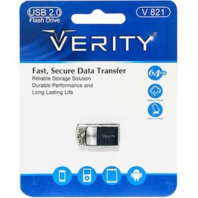 تصویر فلش مموری وریتی مدل V821 ظرفیت 64 گیگابایت فلش مموری 64GB مشکی وریتی V821