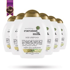 تصویر 6 عدد شامپو مو او جی ایکس OGX مدل شیر نارگیل coconut milk حجم 385 میلی لیتر 