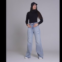 تصویر شلوار جین فلر بگ پارچه کش کد 3113 