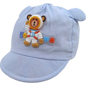 تصویر کلاه نوزادی مدل تدی کد 1134 رنگ آبی 