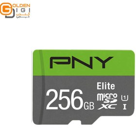 تصویر کارت حافظه microSDXC پی ان وای مدل Elite کلاس 10 استاندارد UHS-I U1 سرعت 100MBs ظرفیت 256 گیگابایت به همراه آداپتور SD 