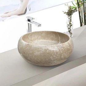 تصویر کاسه سنگی روشویی رنگ بندی - کرم wash basin stone