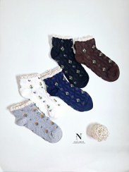 تصویر جوراب طرح شکوفه ریز 