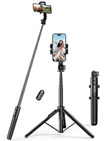 تصویر سه پایه موبایل Selfie Stick UGREEN، پایه دوربین آلیاژی سه پایه تلفن قابل افزایش 60 اینچی/152 سانتی متری با ریموت شاتر بلوتوث، سه پایه حرفه ای All in One برای آیفون، سازگار با همه تلفن های همراه/دوربین - ارسال 20 روز کاری 