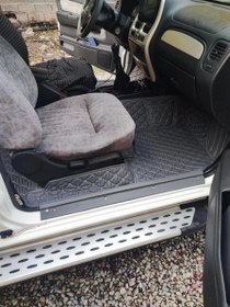 تصویر کفپوش چرمی پنج بعدی پورشه باکستر (سال ۲۰۱۷ الی ۲۰۱۸) - مشکی دوخت سفید / فقط صندوق 