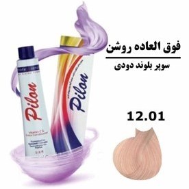 تصویر رنگ موی سوپر بلوند دودی پیلون PILON سری فوق العاده روشن شماره 12.01 حجم 120 میلی لیتر PILON-HAIR-COLOR-120-ML