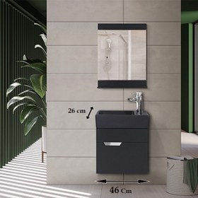 تصویر ست کابینت و روشویی آزالیا مدل Andreh22 به همراه آینه - طوسی مات 