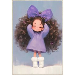 تصویر فرش ماشینی اتاق کودک اورکوم طرح دختر مو فرفری کد kids_9022 