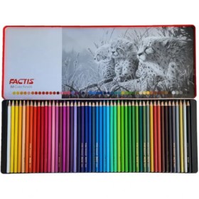 تصویر مداد رنگی 50 رنگ فکتیس طرح بچه پلنگ Factis 50 colored pencils, baby leopard design