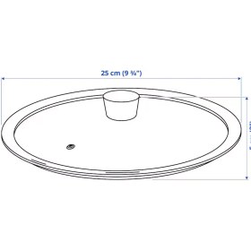 تصویر درب شیشه‌‌ای قابلمه و تابه ایکیا KLOCKREN قطر ۲۵ سانتی‌متر 