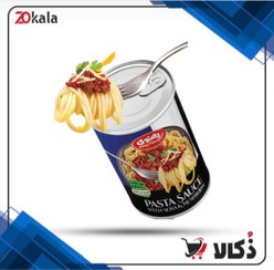 تصویر کنسرو سس ماکارونی با سویا و قارچ ممتاز رضوی - وزن 360 گرم 